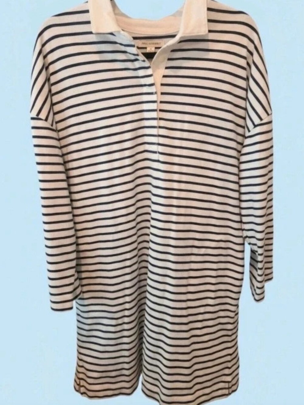 Free Assembly Striped Long-Sleeve Rugby Polo Dress